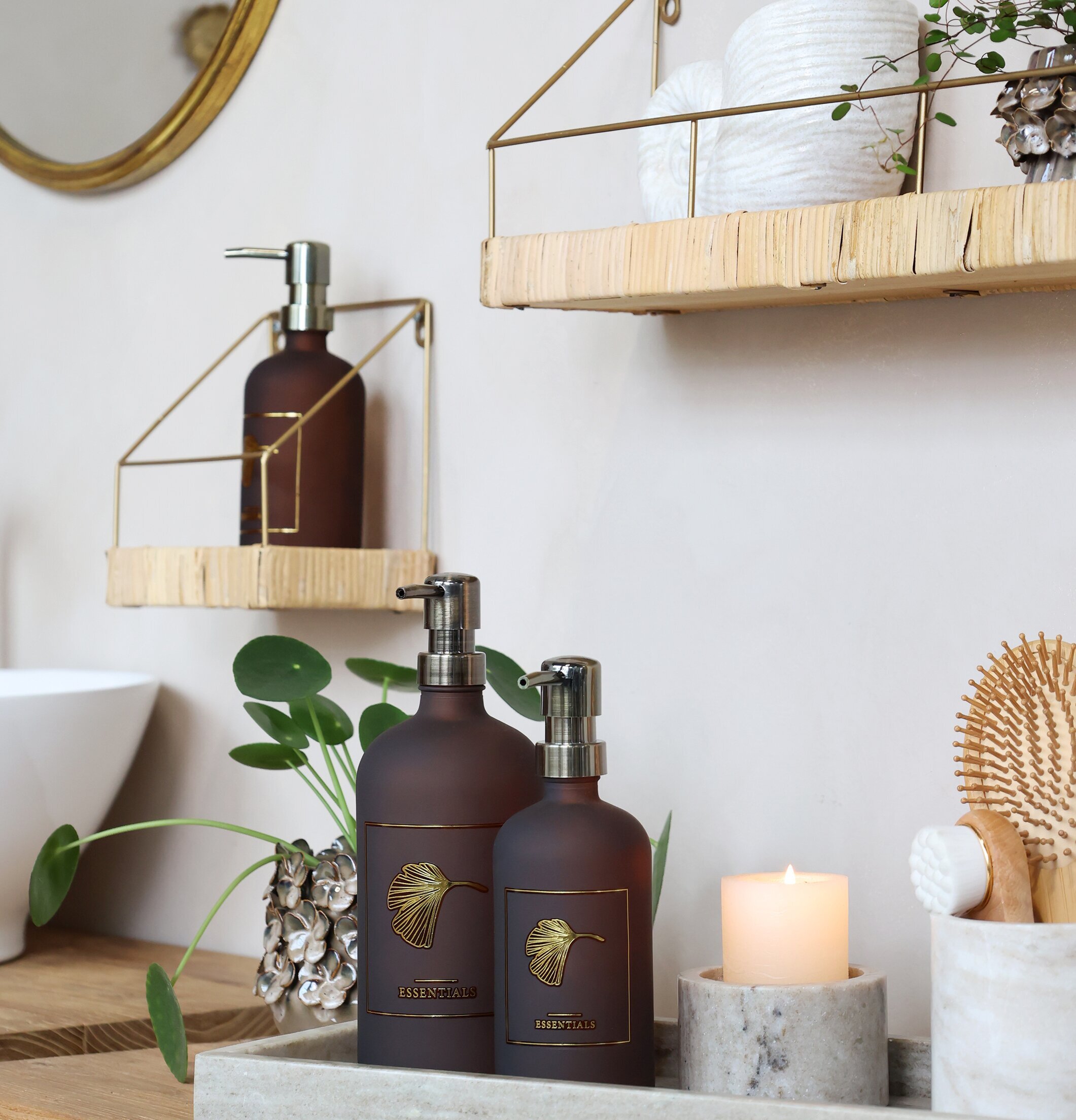 Glasflaska Pump Mocca 1000 ml 500 Chic Antique för inredning