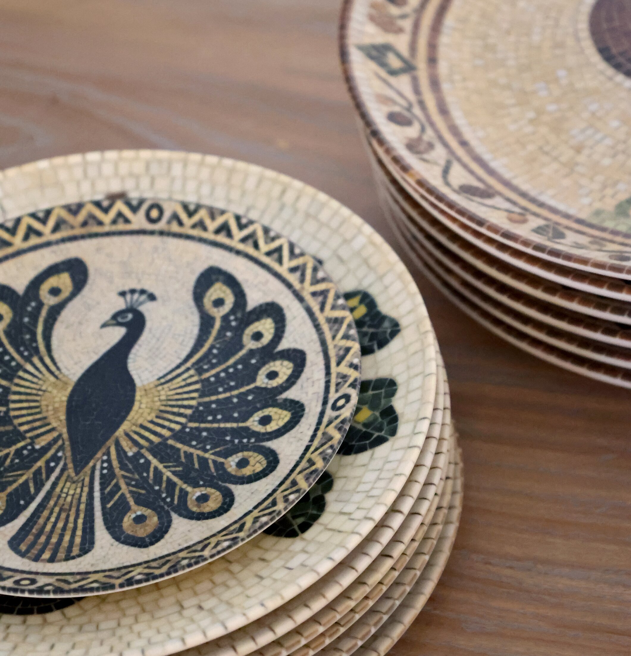 Assiett Mosaik Påfågel Ø16cm Chic Antique Tallrikar Djupa tallrikar (ej skål) Desserttallrikar Assietter Barntallrikar Picknicktallrikar