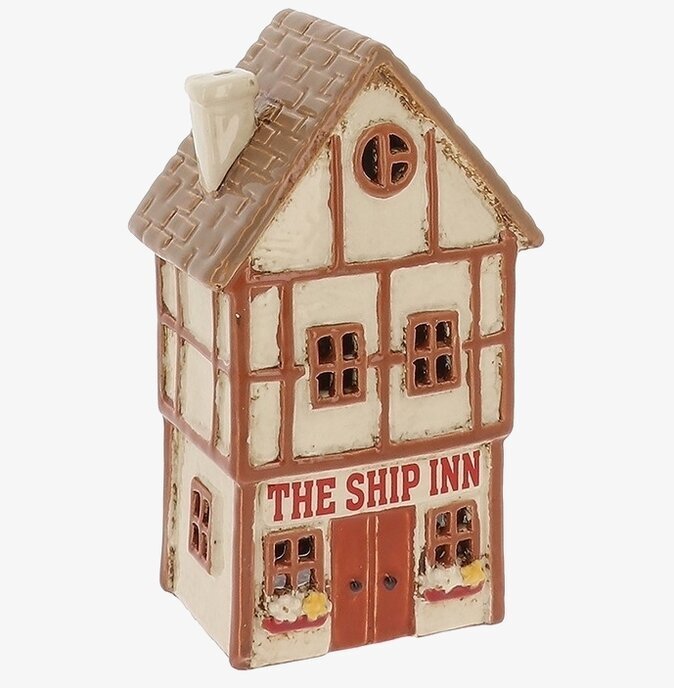 Ljuslykta Village Pottery - Tudor Ship Inn Joe Davies Lyktor Endless Light Ljuslyktor