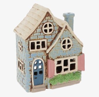 Foto: Keramisk huslykta i ljusblått mot vit bakgrund