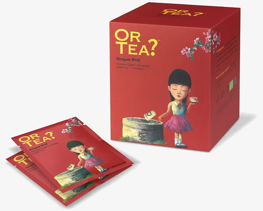 Dragon Well Box/15 från Or Tea, röd förpackning med flicka