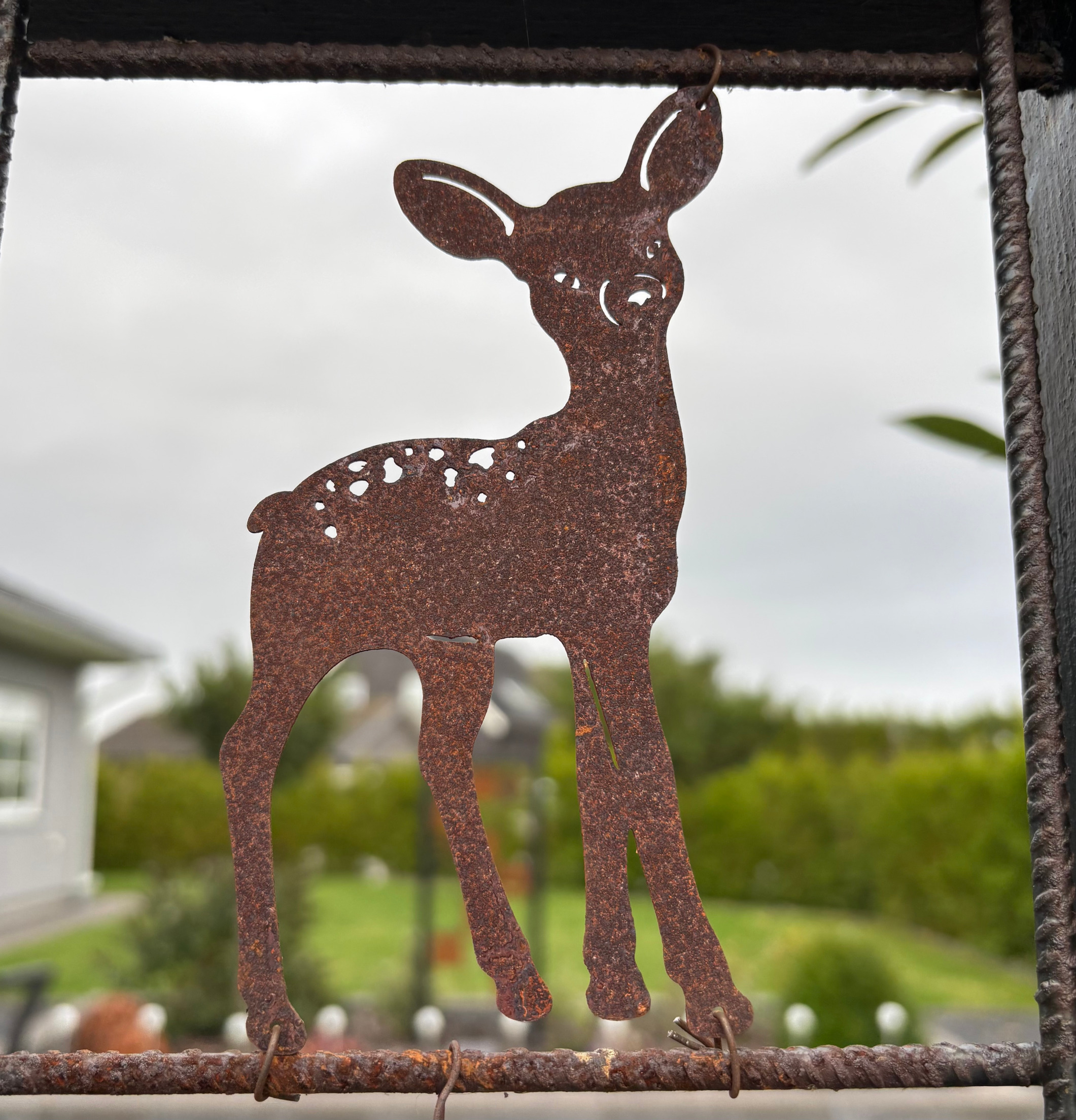Figur Bambi (armeringsnät) Rost Lind Decoration Utomhusskyltar Skyltar för utomhusbruk