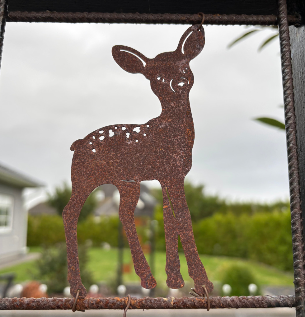 Figur Bambi (armeringsnät) Rost Lind Decoration Utomhusskyltar Skyltar för utomhusbruk