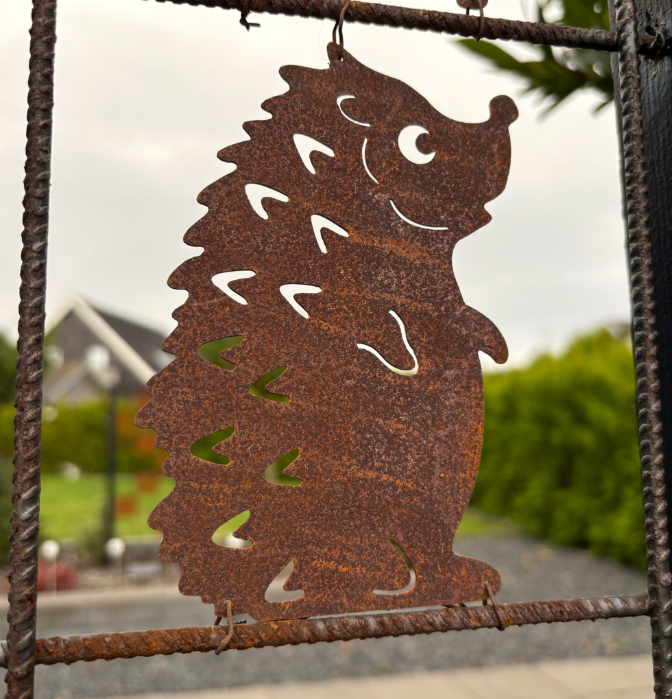 Figur Igelkott (armeringsnät) Rost Lind Decoration Utomhusskyltar Skyltar för utomhusbruk