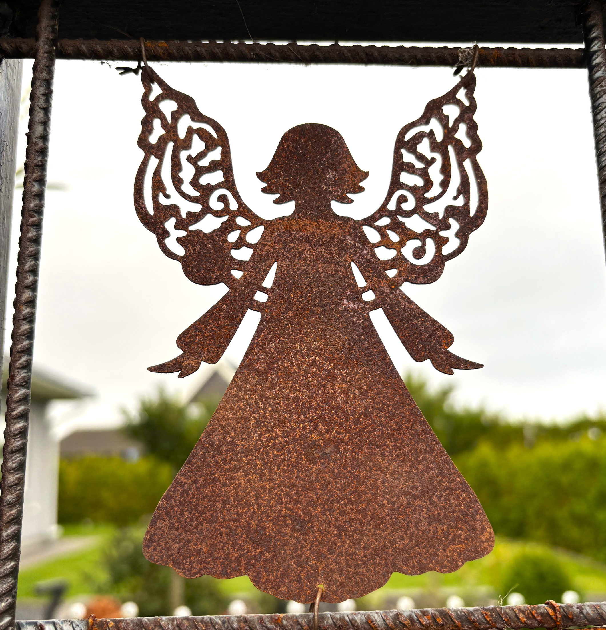 Figur Ängel (armeringsnät) Rost Lind Decoration Utomhusskyltar Skyltar för utomhusbruk