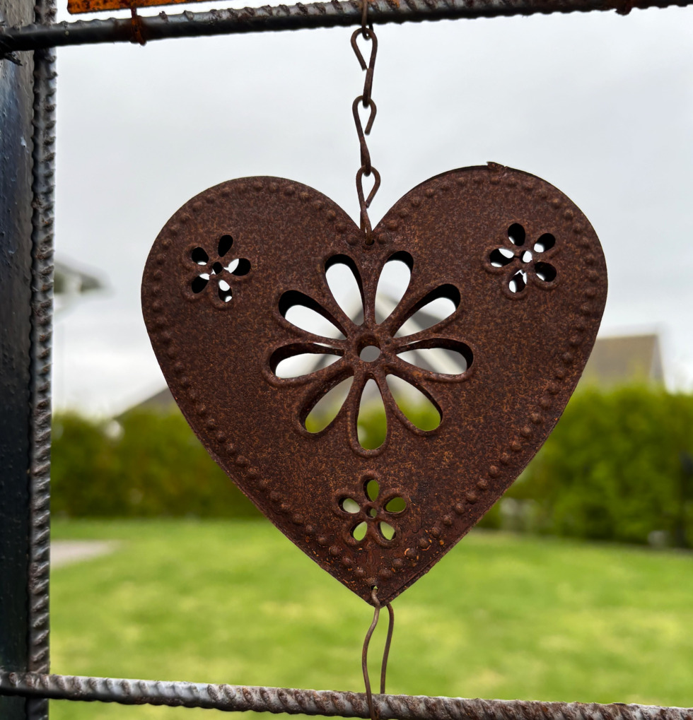 Figur Hjärta Dubbelsidigt (armeringsnät) Rost Lind Decoration Utomhusskyltar Skyltar för utomhusbruk