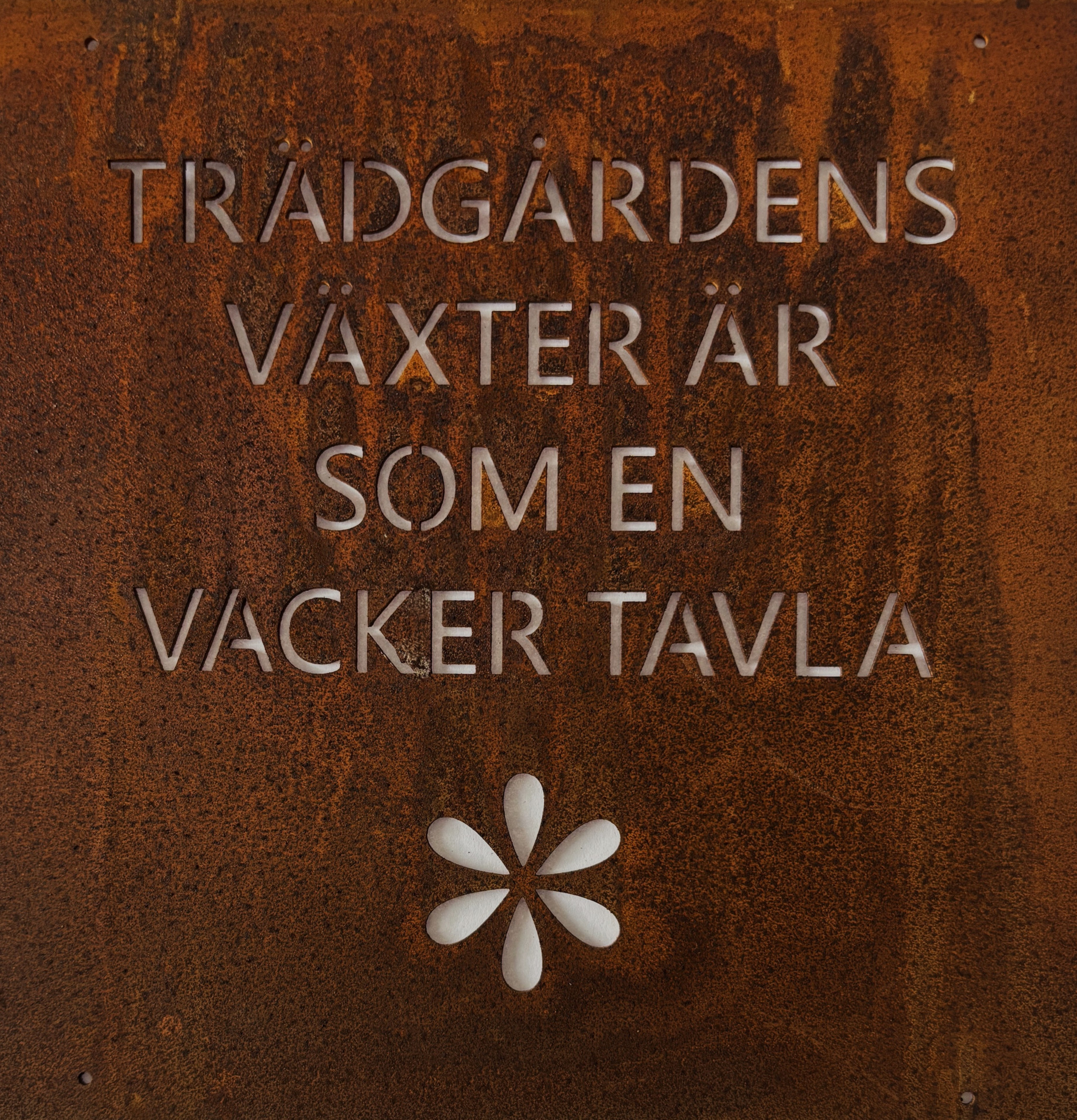 Skylt Trädgård (armeringsnät) Rost Lind Decoration Utomhusskyltar Skyltar för utomhusbruk