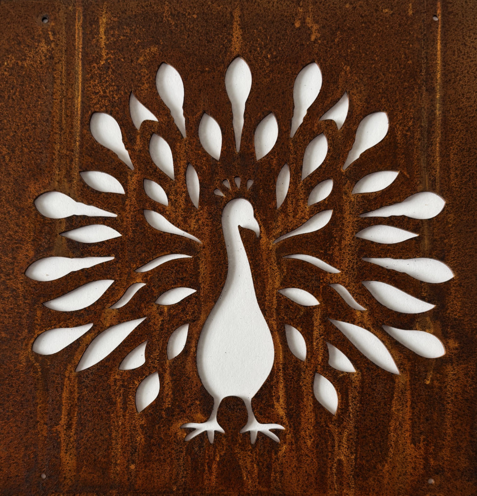 Skylt Påfågel (armeringsnät) Rost Lind Decoration Utomhusskyltar Skyltar för utomhusbruk