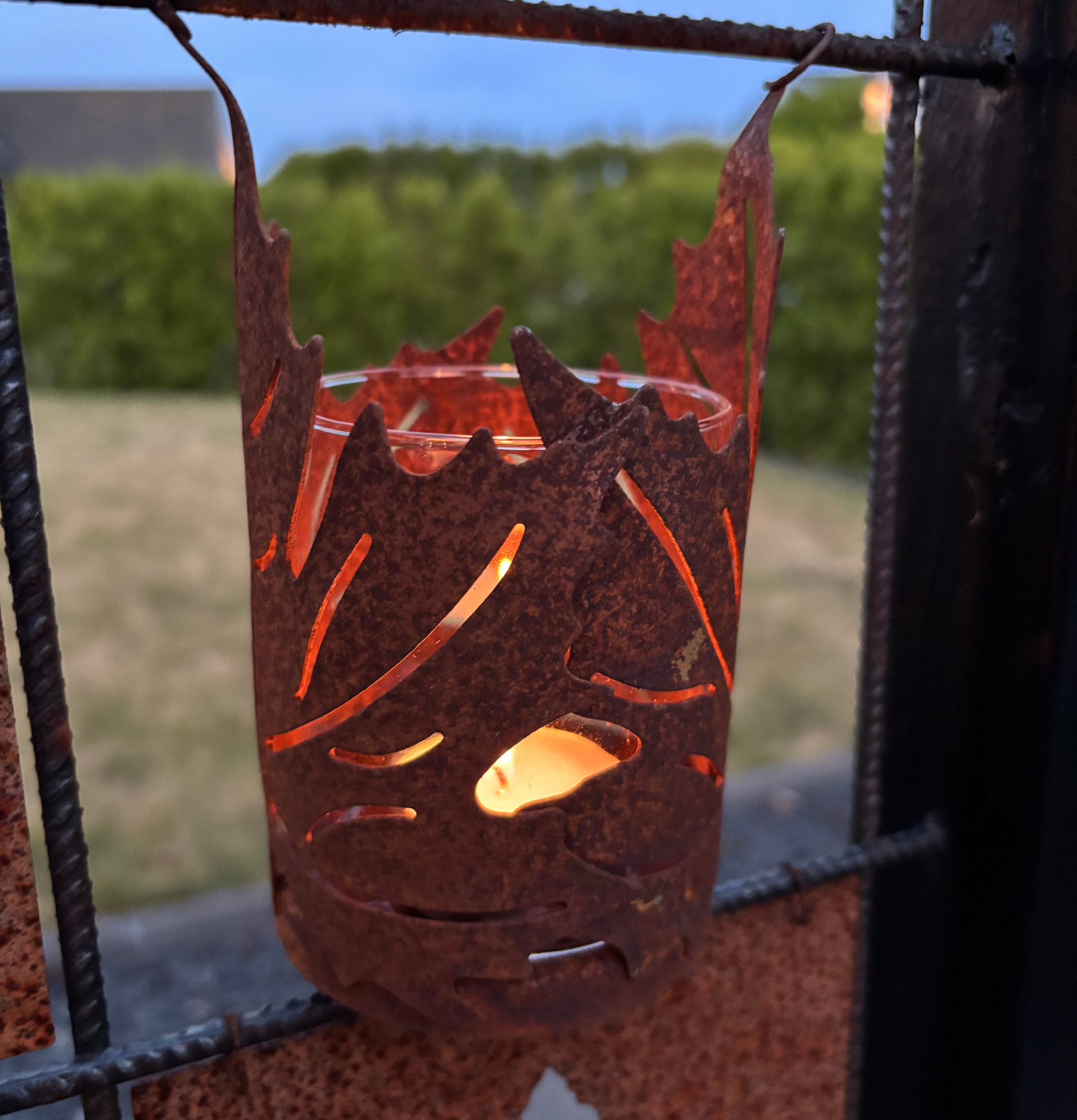 Lönnlykta med värmeljusglas (armeringsnät) Rost Lind Decoration Lyktor Endless Light Ljuslyktor Övrig prydnad/dekoration för inredning utemiljö