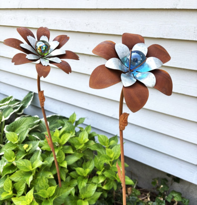 Blomma Rost/Zink Med Glaskula Lind Decoration Övrig prydnad/dekoration för inredning utemiljö