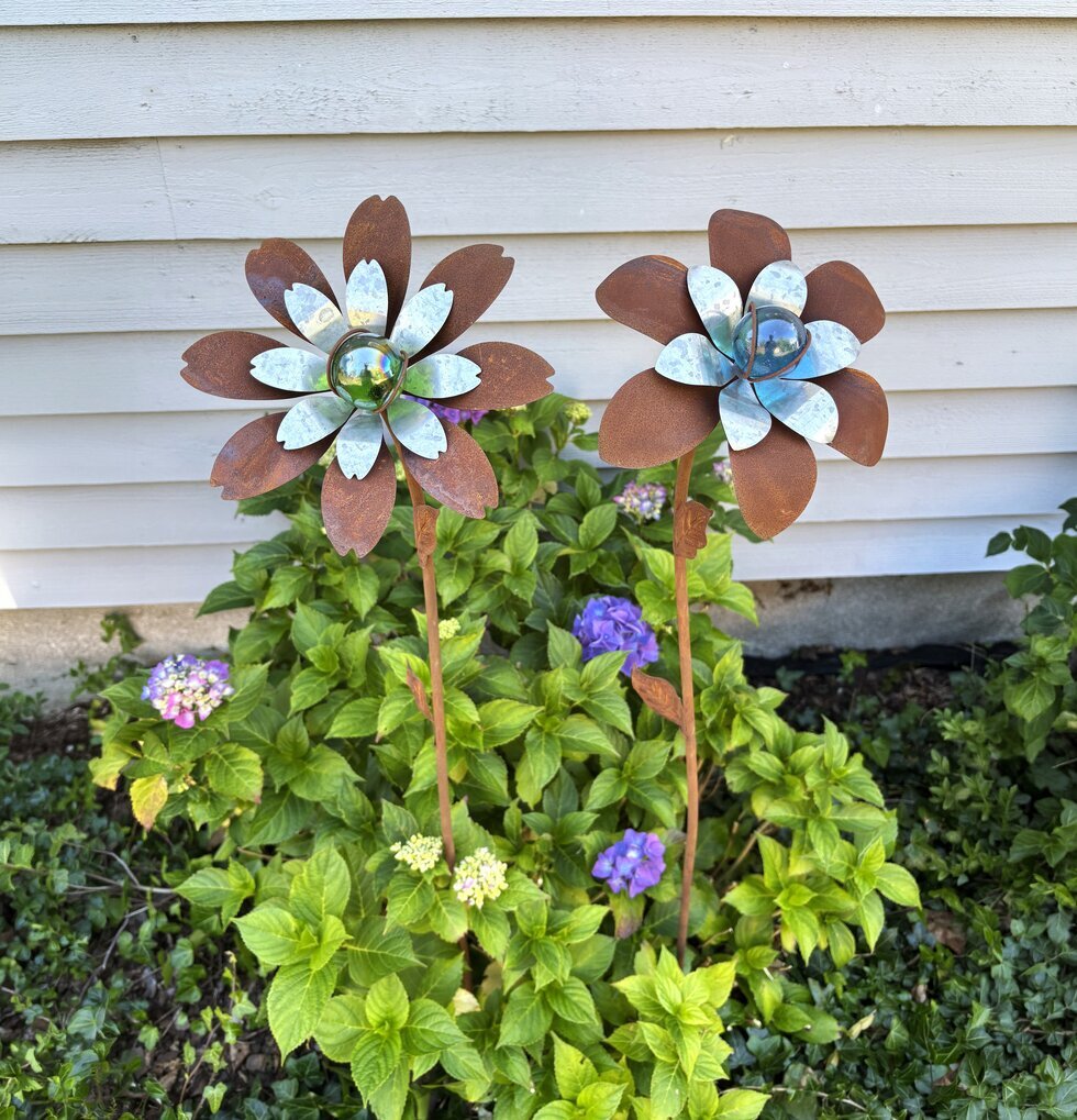 Blomma Rost/Zink Med Glaskula Lind Decoration