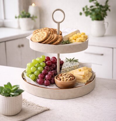 2-våningsfat Cream Miljögården Fat för ljus, lyktor, växter och krukor Tårt-/kakfat Tårtfat Kakfat