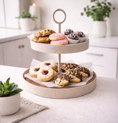 2-våningsfat Cream Miljögården Fat för ljus, lyktor, växter och krukor Tårt-/kakfat Tårtfat Kakfat