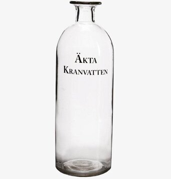 Glasflaska Äkta Kranvatten från Interstil i klart glas