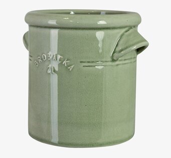 Foto ljusgrönt glaserat keramikkrus 2L med pip