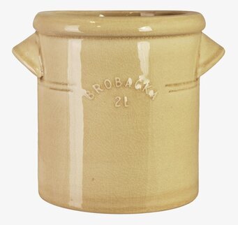 Foto: Gulbeige stengodskrus 2L med krackelerad glasyr