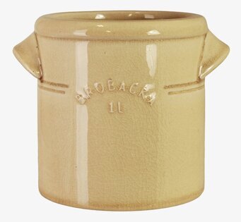 Foto av gult keramikkrus 1L med krackelerad glasyr