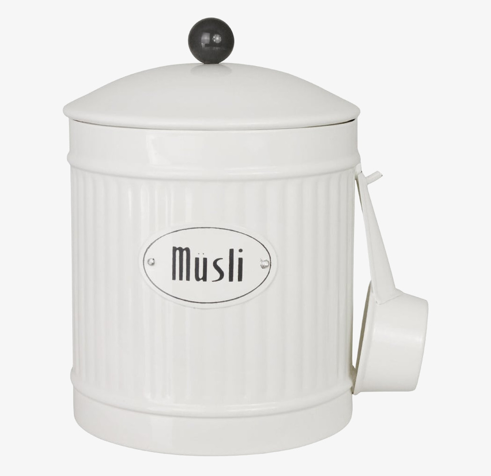 Plåtburk Hugo Müsli Vit Strömshaga Plåtburkar Metallburkar