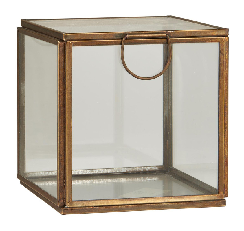 Glasbox Solitaire Mässing IB Laursen Förvaringslådor och korgar Boxar Förvaringsboxar Porslinsboxar Trälådor Smyckesboxar i porslin Förvaringsbrickor