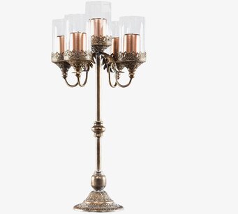 Foto: Cylinderglas i kandelaber med fem armar