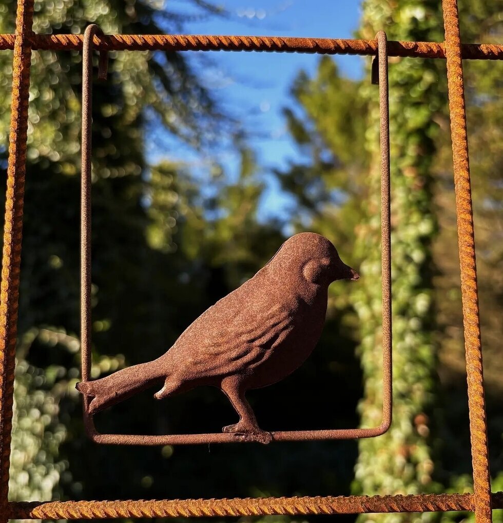Figur Gungande Fågel (armeringsnät) Rost Lind Decoration Utomhusskyltar Skyltar för utomhusbruk