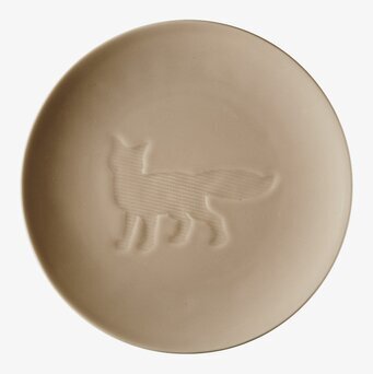 Keramiktallrik Barn Beige från Rice med ingraverad räv