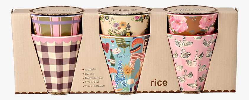 Muggar Melamin 6-pack Bon Vivant Prints Rice Melaminmuggar Lattemuggar i melamin Melaminkoppar