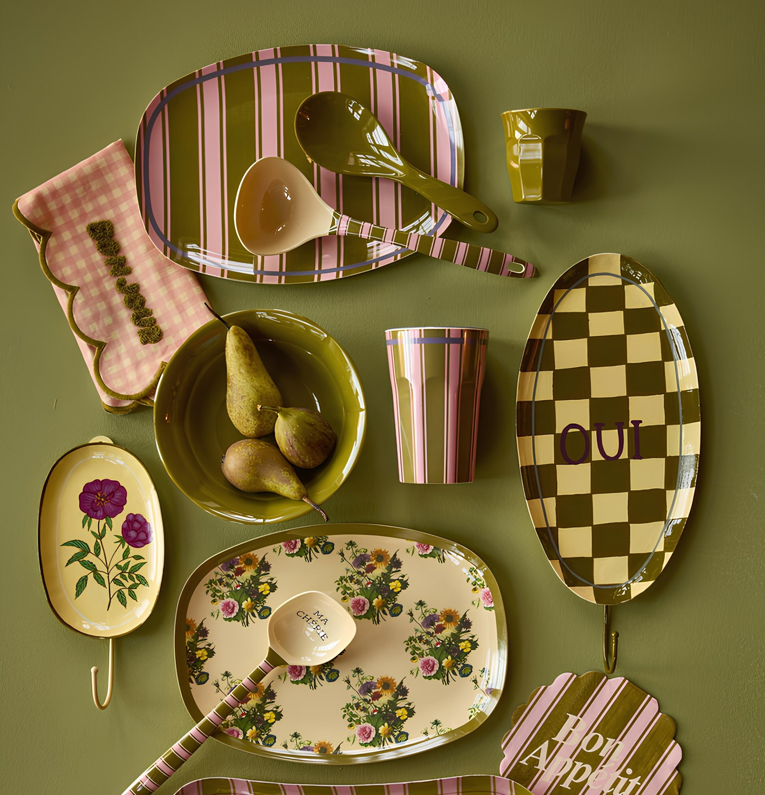 Tallrik Melamin Retro Bouquet Print Stripe Delight Rice Tallrikar Djupa tallrikar (ej skål) Desserttallrikar Assietter Barntallrikar