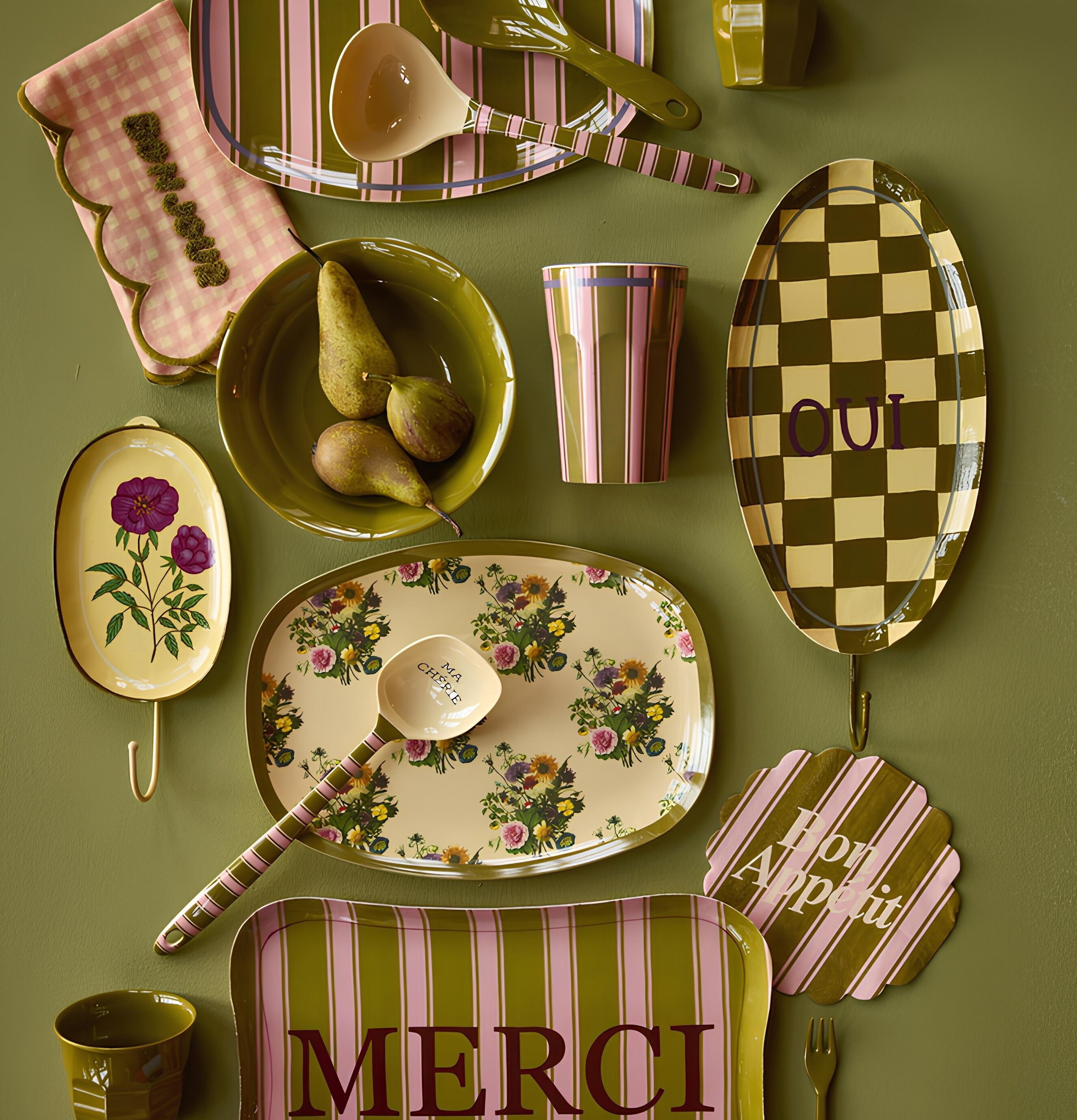 Tallrik Melamin Retro Bouquet Print Stripe Delight Rice Tallrikar Djupa tallrikar (ej skål) Desserttallrikar Assietter Barntallrikar