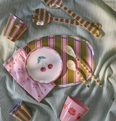 Tallrik Melamin Stripe Delight Print Rice Tallrikar Djupa tallrikar (ej skål) Desserttallrikar Assietter Barntallrikar Picknicktallrikar