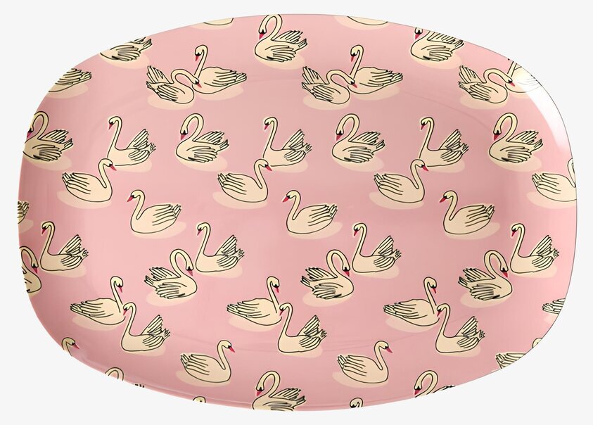 Tallrik Melamin Swan In Paris Print Rice Tallrikar Djupa tallrikar (ej skål) Desserttallrikar Assietter Barntallrikar Picknicktallrikar