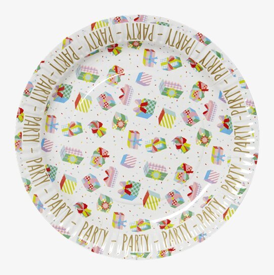 Birthday Paper Plate från Rice med färgglada tårtor och muffins