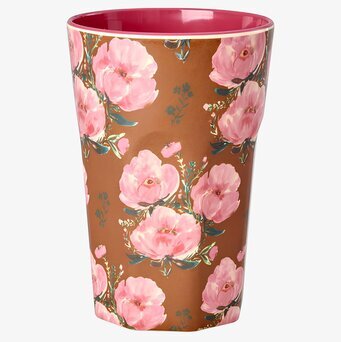 Melaminmugg Latte Floral Fiesta Rose Print Rice Melaminmuggar Lattemuggar i melamin Melaminkoppar