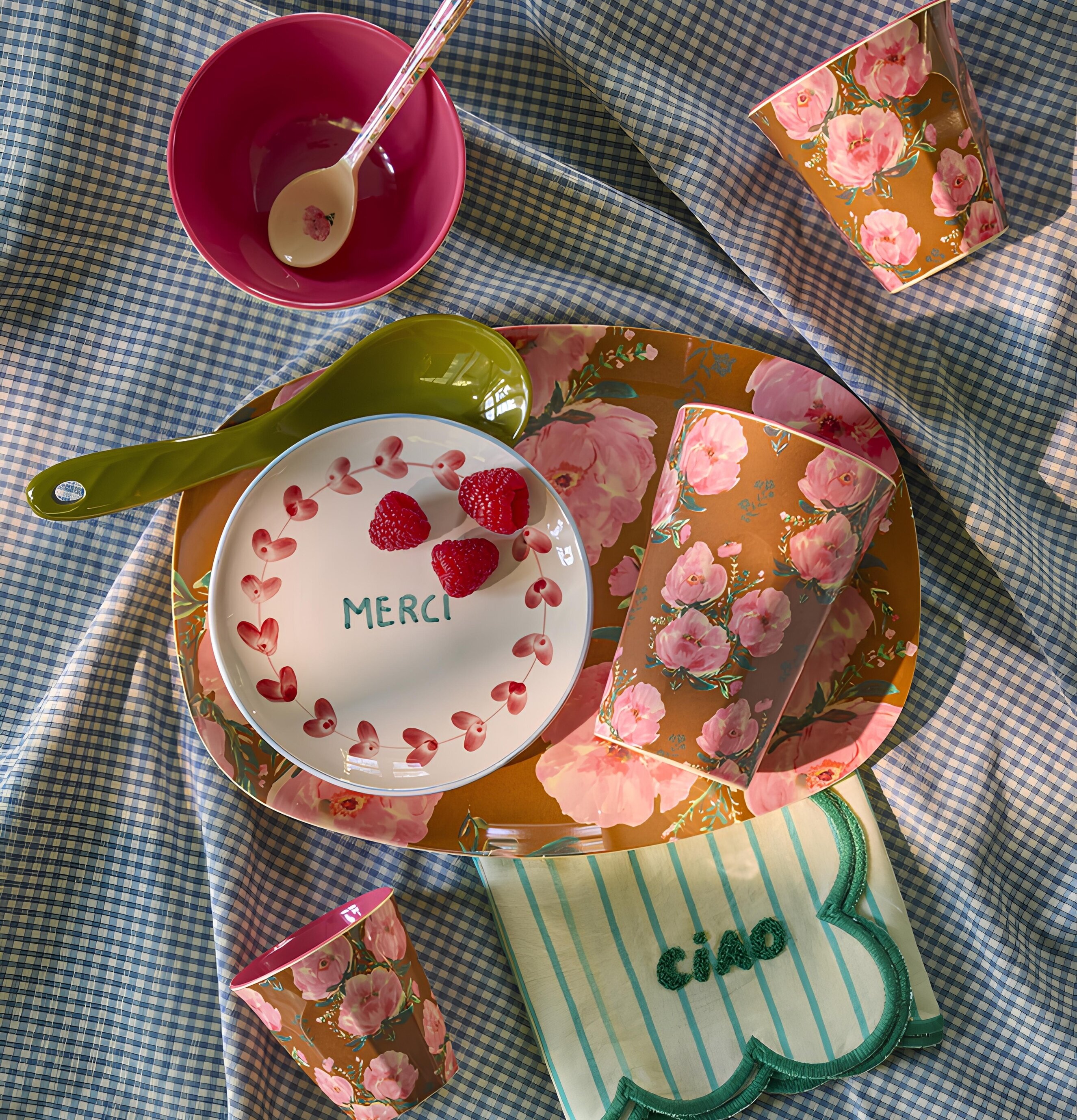 Melaminmugg Latte Floral Fiesta Rose Print Rice Melaminmuggar Lattemuggar i melamin Melaminkoppar