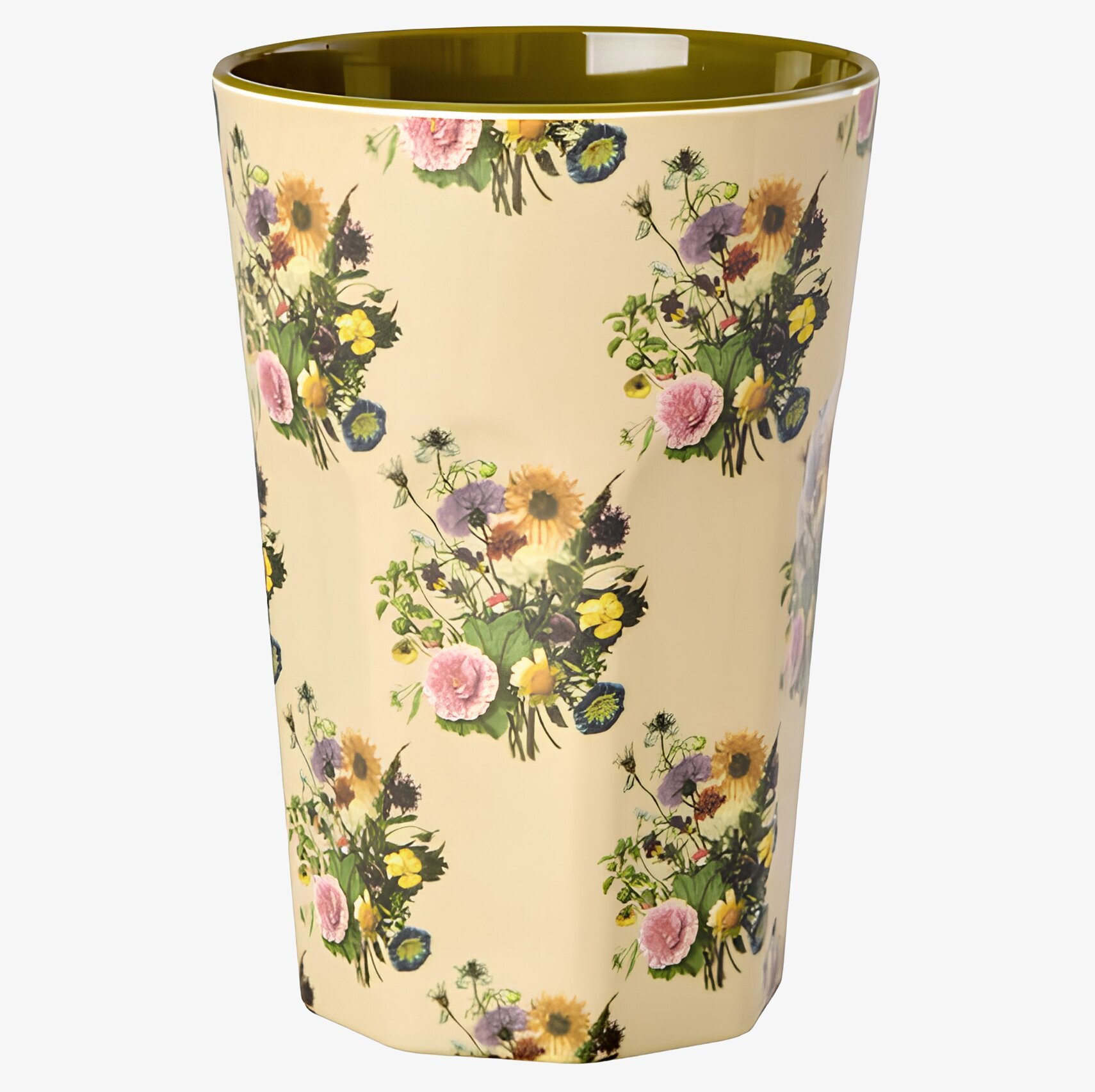 Melaminmugg Latte Retro Bouquet Print Rice Melaminmuggar Lattemuggar i melamin Melaminkoppar