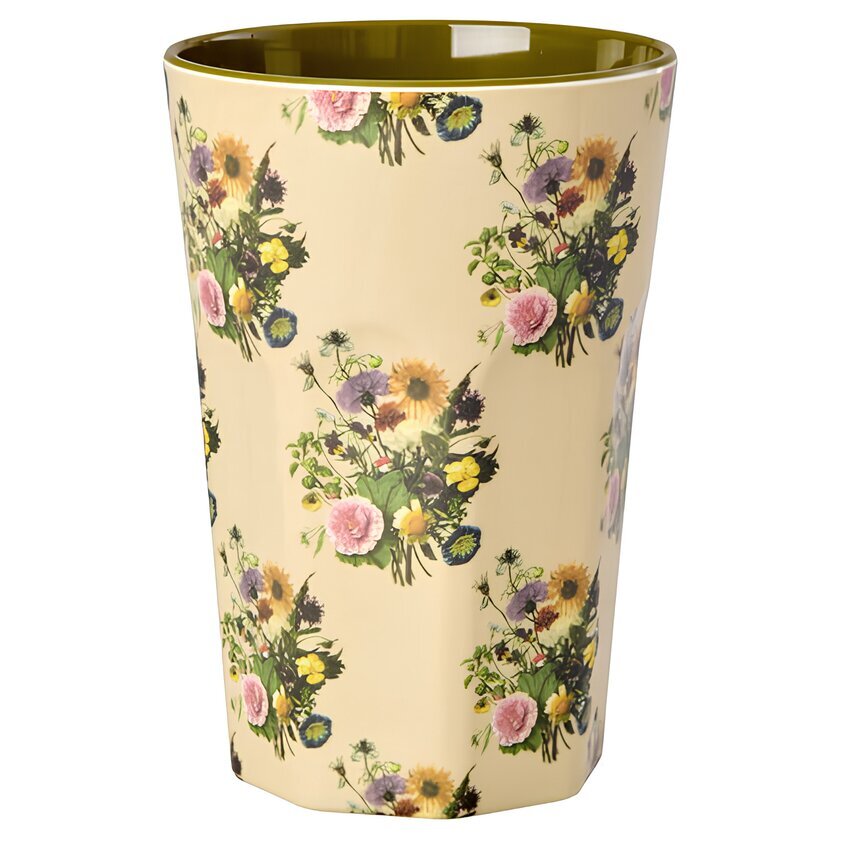 Melaminmugg Latte Retro Bouquet Print Rice Melaminmuggar Lattemuggar i melamin Melaminkoppar