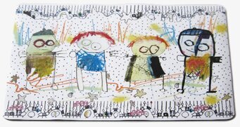 Tallriksunderlägg Beach från Poul Pava med färgglada figurer