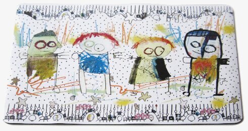 Tallriksunderlägg Beach från Poul Pava med färgglada figurer