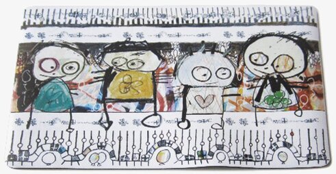 Tallriksunderlägg Party från Poul Pava med färgglada figurer