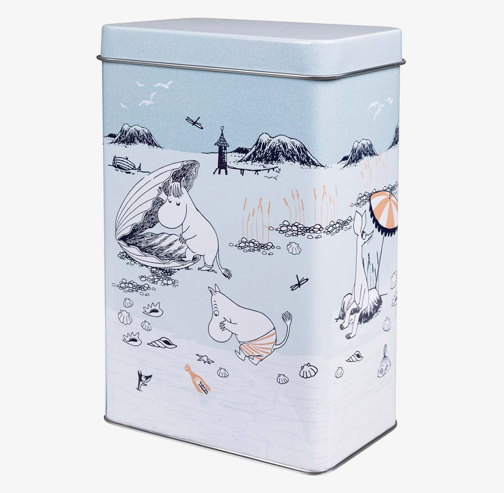 Kaffeburk Strandtur Blå Moomin by Martinex Plåtburkar Metallburkar