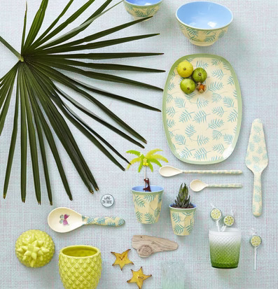 Liten Skål Palm Leave Print från Rice med tropiskt mönster