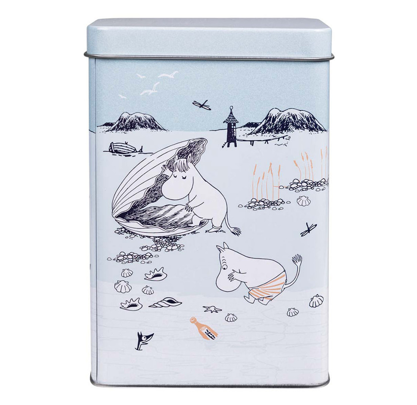 Kaffeburk Strandtur Blå Moomin by Martinex Plåtburkar Metallburkar