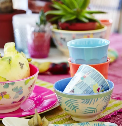 Liten Skål Palm Leave Print från Rice med tropiskt mönster