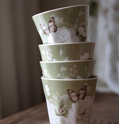 Mugg Hortensia & Butterflies - Majas Cottage Melaminmuggar Lattemuggar i melamin Melaminkoppar
