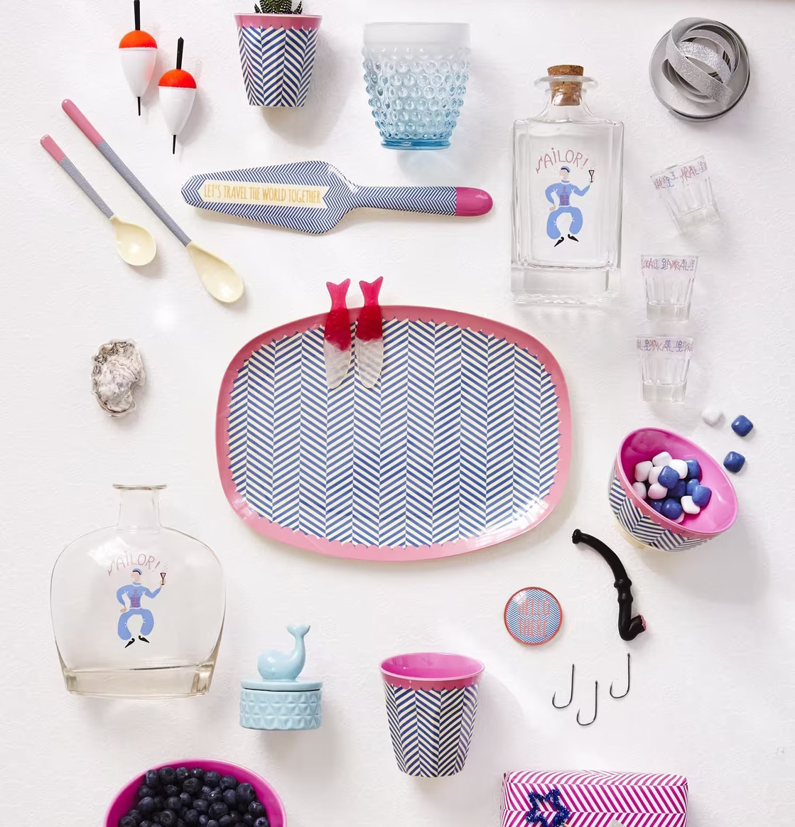 Liten Skål Sailor Stripe Print från Rice med marint mönster