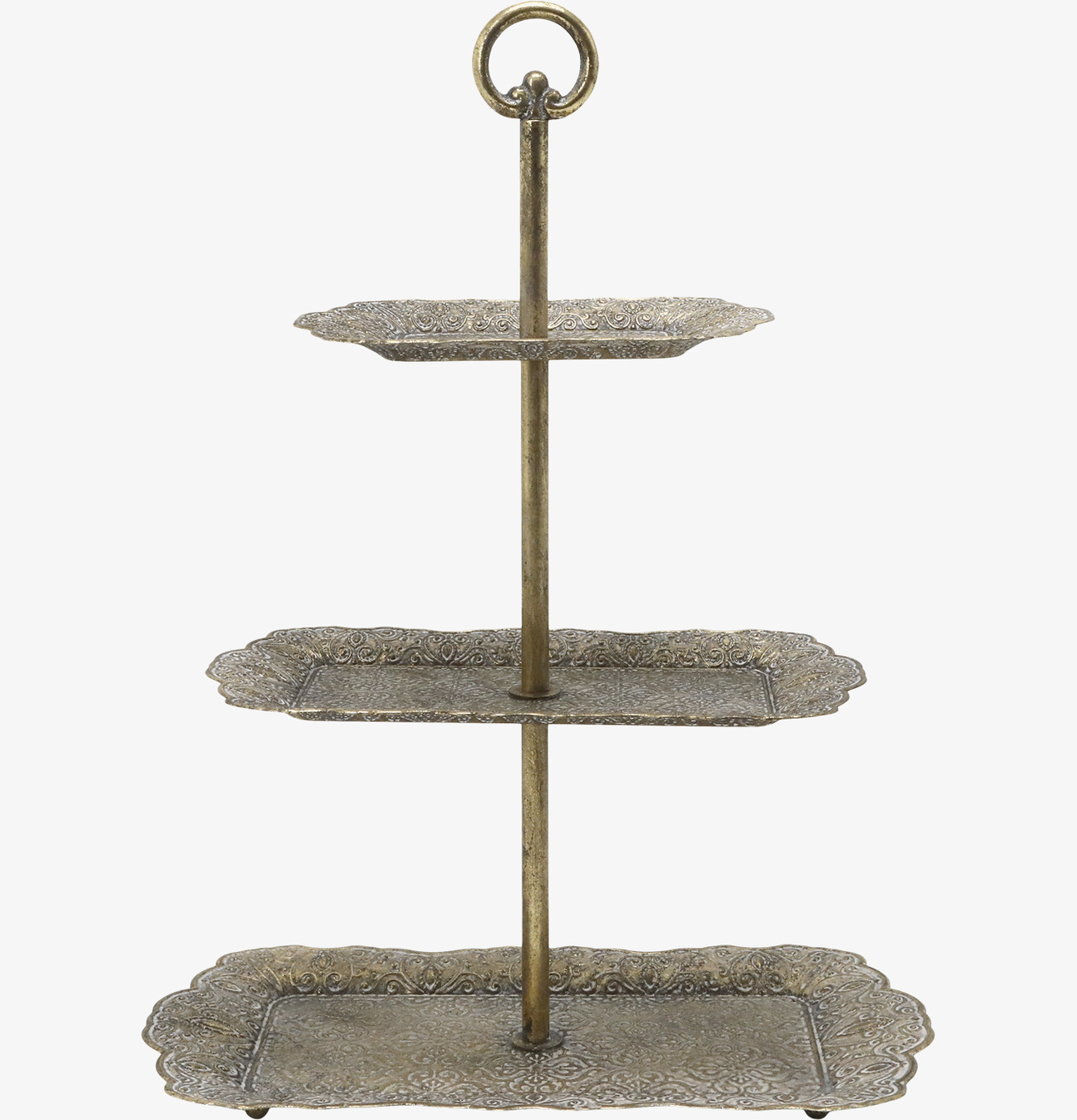Etagefat Antik Mässing Chic Antique Serveringsbrickor Brickset Serveringsfat