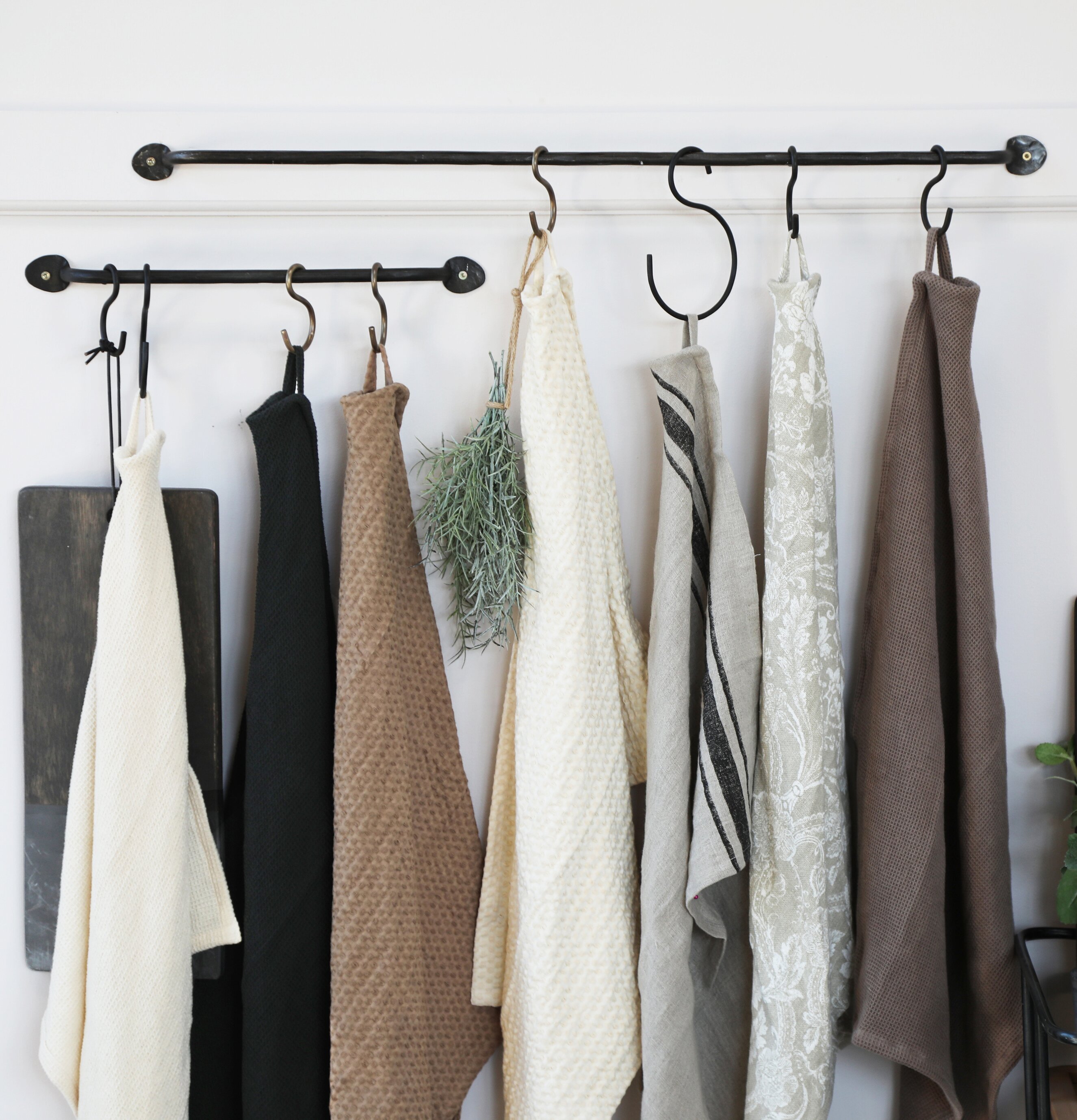 Väggstång Svart 80 cm Chic Antique Knoppar Väggknoppar Klädhängare