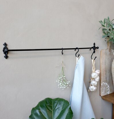 Väggstång Svart 80 cm Chic Antique Knoppar Väggknoppar Klädhängare