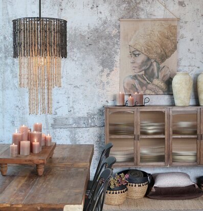Ljuskrona Med Träpärlor Chic Antique Lampor Taklampor Golvlampor Bordslampor LED-lampor Ledlampor Fönsterlampor Ljusslingor för dekoration