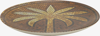 Foto: Mosaiktallrik med palm i bruna toner Ø26,5cm
